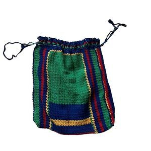 Vintage Crochet drawstring bag